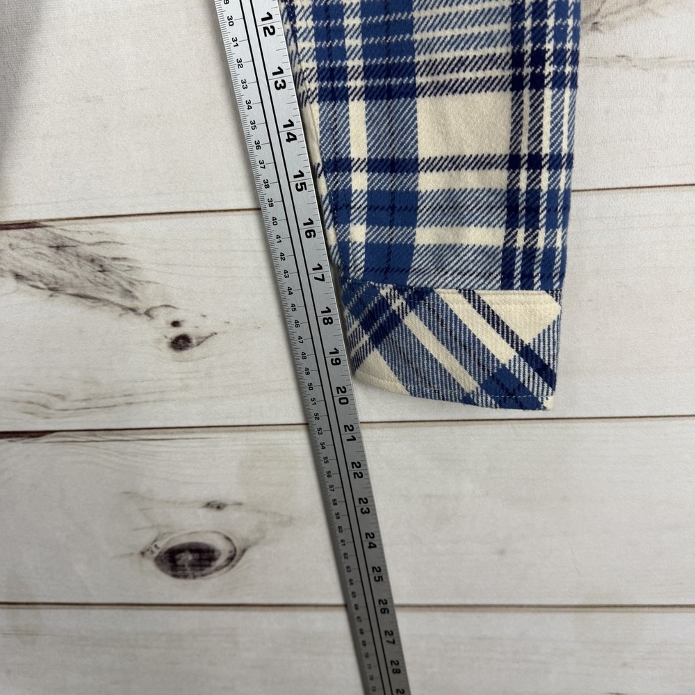 Eastern Mountain Sports Shirt Womens Medium Blue Plaid Cabin Flannel Button Up - Picture 6 of 8